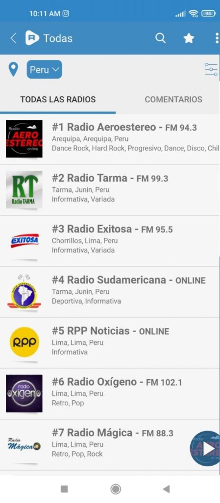 Ranking de radios on line