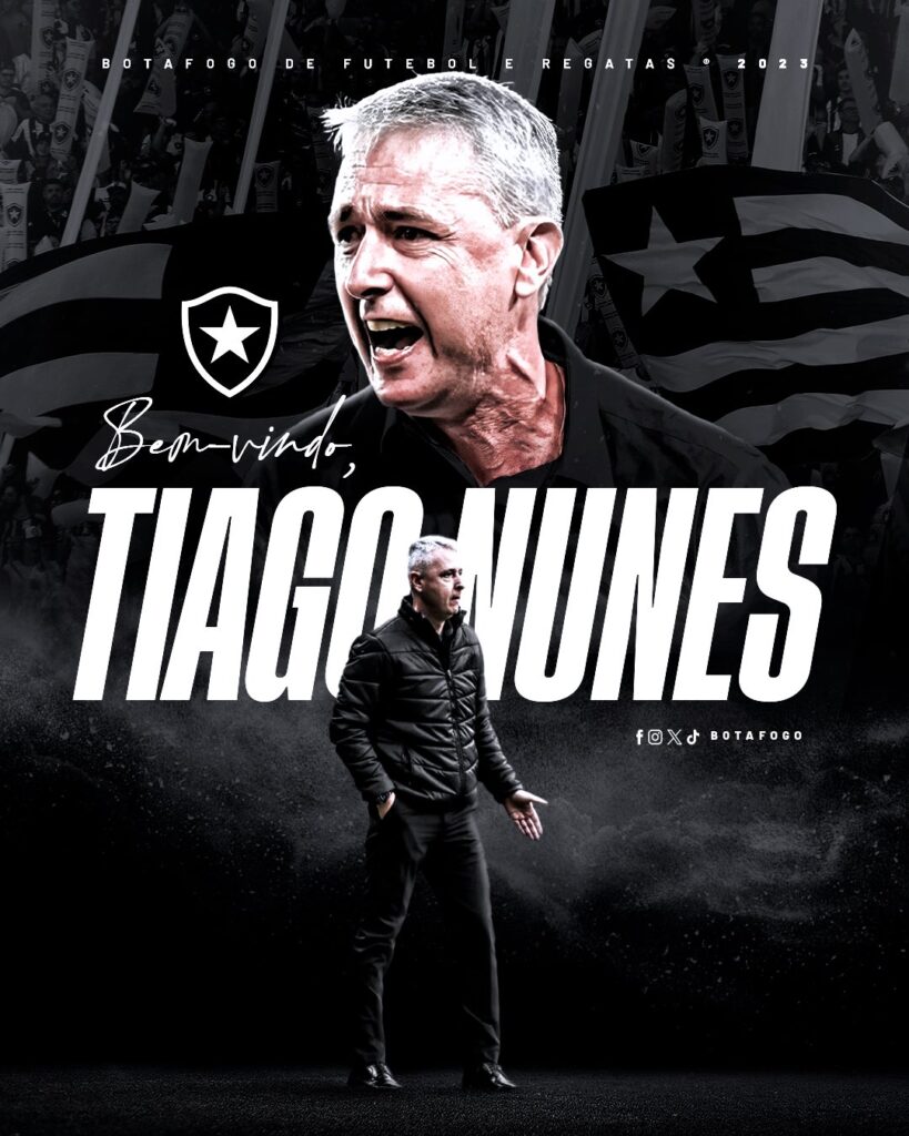 Anuncio oficial de Botafogo sobre la contratación de Tiago Nunes.